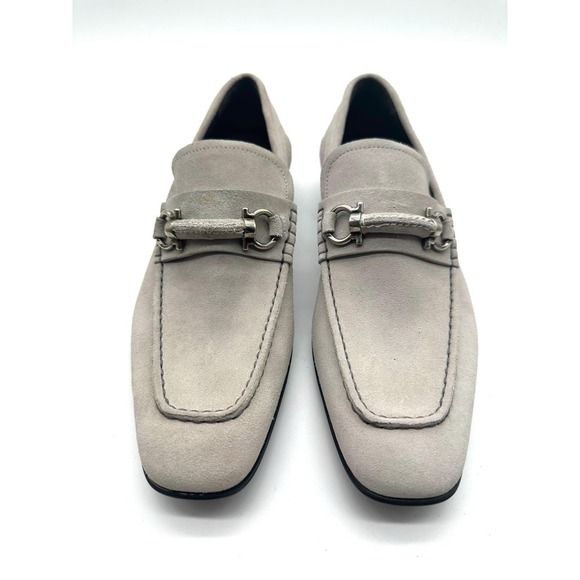 Salvatore Ferragamo Men's Suede Horsebit Loafers Beige Size 6.5 EE Made Italy